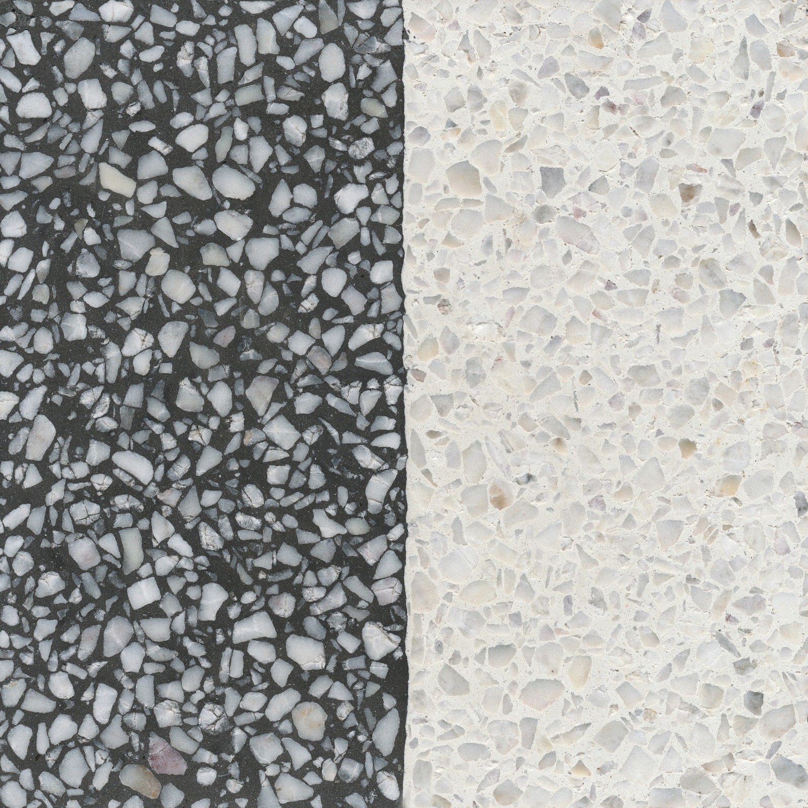 VIA Terrazzoplatte grob in schwarz und weiß